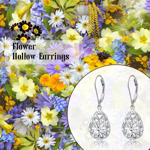 Children 🆕Women\'s Daisy Filigree 925 Sterling Silver Flower Lever back Earring